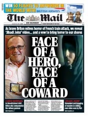 The Mail on Sunday () Newspaper Front Page for 23 August 2015