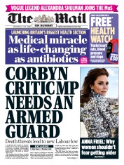 The Mail on Sunday () Newspaper Front Page for 23 September 2018