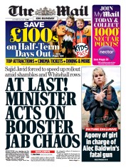 The Mail on Sunday () Newspaper Front Page for 24 October 2021