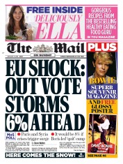 The Mail on Sunday () Newspaper Front Page for 24 January 2016
