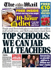 The Mail on Sunday () Newspaper Front Page for 24 January 2021