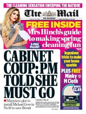 The Mail on Sunday () Newspaper Front Page for 24 March 2019