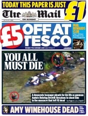The Mail on Sunday () Newspaper Front Page for 24 July 2011