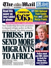 The Mail on Sunday () Newspaper Front Page for 24 July 2022