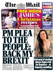 The Mail on Sunday () Newspaper Front Page for 25 November 2018