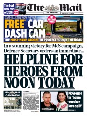The Mail on Sunday () Newspaper Front Page for 25 February 2018