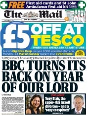 The Mail on Sunday () Newspaper Front Page for 25 September 2011