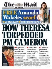 The Mail on Sunday () Newspaper Front Page for 25 September 2016