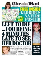 The Mail on Sunday () Newspaper Front Page for 26 February 2017