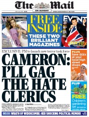 The Mail on Sunday () Newspaper Front Page for 26 May 2013