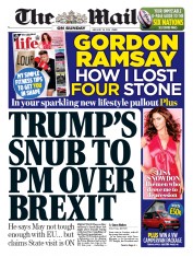 The Mail on Sunday () Newspaper Front Page for 28 January 2018