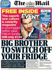 The Mail on Sunday () Newspaper Front Page for 28 April 2013