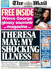 The Mail on Sunday () Newspaper Front Page for 28 July 2013