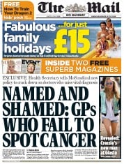 The Mail on Sunday () Newspaper Front Page for 29 June 2014