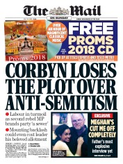 The Mail on Sunday () Newspaper Front Page for 29 July 2018