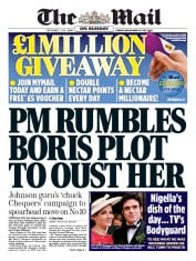 The Mail on Sunday () Newspaper Front Page for 2 September 2018