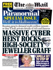 The Mail on Sunday () Newspaper Front Page for 31 October 2021