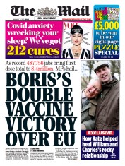 The Mail on Sunday () Newspaper Front Page for 31 January 2021