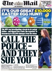 The Mail on Sunday () Newspaper Front Page for 31 March 2013