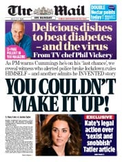 The Mail on Sunday () Newspaper Front Page for 31 May 2020
