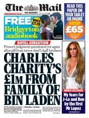 The Mail on Sunday () Newspaper Front Page for 31 July 2022