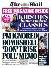 The Mail on Sunday () Newspaper Front Page for 3 September 2017