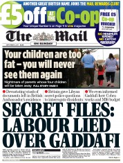 The Mail on Sunday () Newspaper Front Page for 4 September 2011