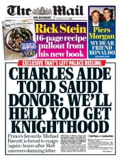 The Mail on Sunday () Newspaper Front Page for 5 September 2021