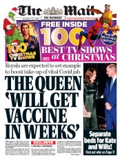 The Mail on Sunday () Newspaper Front Page for 6 December 2020