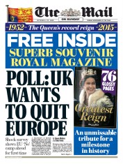 The Mail on Sunday () Newspaper Front Page for 6 September 2015