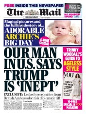 The Mail on Sunday () Newspaper Front Page for 7 July 2019