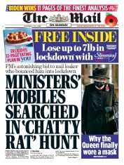 The Mail on Sunday () Newspaper Front Page for 8 November 2020