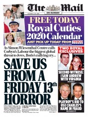 The Mail on Sunday () Newspaper Front Page for 8 December 2019