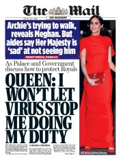 The Mail on Sunday () Newspaper Front Page for 8 March 2020