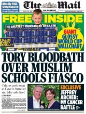 The Mail on Sunday () Newspaper Front Page for 8 June 2014