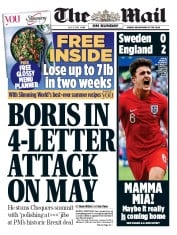 The Mail on Sunday () Newspaper Front Page for 8 July 2018