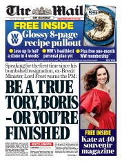 The Mail on Sunday () Newspaper Front Page for 9 January 2022