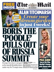 The Mail on Sunday () Newspaper Front Page for 9 April 2017