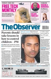 The Observer () Newspaper Front Page for 10 January 2016