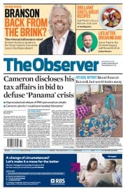 The Observer () Newspaper Front Page for 10 April 2016