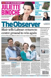 The Observer () Newspaper Front Page for 10 May 2015