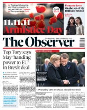 The Observer () Newspaper Front Page for 11 November 2018