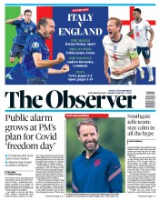 The Observer () Newspaper Front Page for 11 July 2021