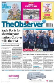 The Observer () Newspaper Front Page for 12 November 2017