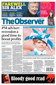 The Observer () Newspaper Front Page for 12 May 2013