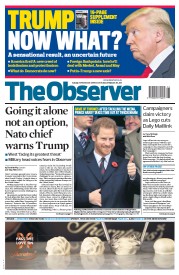 The Observer () Newspaper Front Page for 13 November 2016
