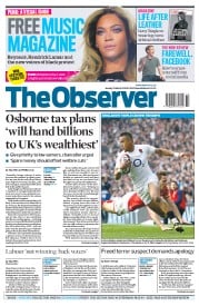 The Observer () Newspaper Front Page for 13 March 2016
