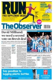 The Observer () Newspaper Front Page for 13 August 2017
