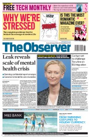 The Observer () Newspaper Front Page for 14 February 2016
