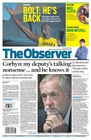 The Observer () Newspaper Front Page for 14 August 2016